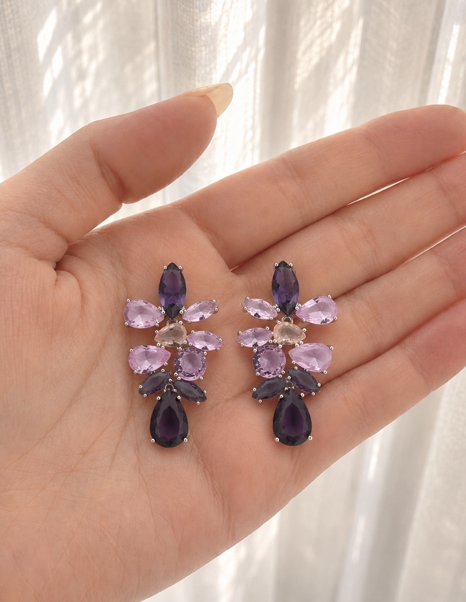Broqueles de (si aplica) No aplica Borealis de Aleación metálica Sin kilataje con acabado Baño de rodio Swarovski 7