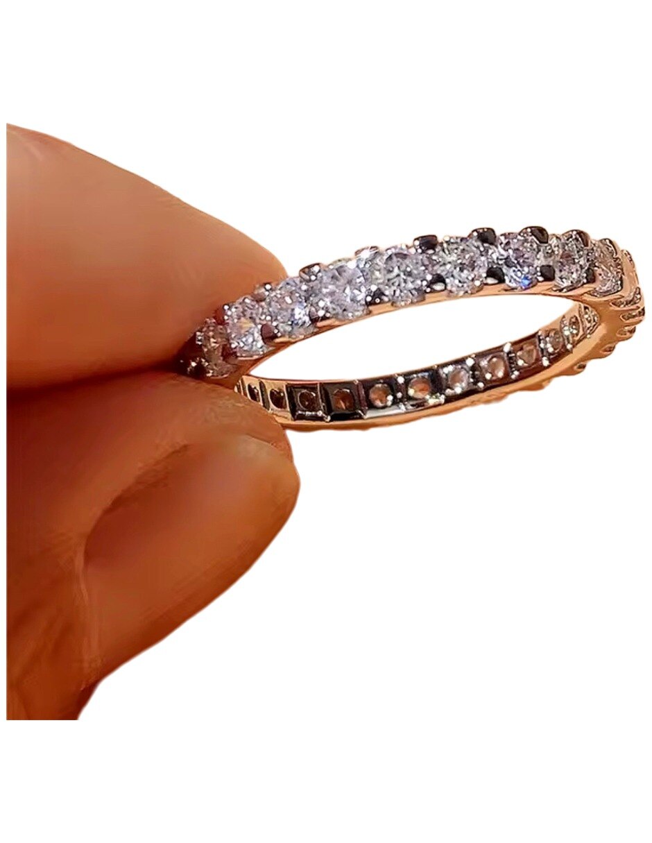 Anillo con gema de (si aplica) Redondo No aplica Sin kilataje de Acero inoxidable Circonita Brillante 2
