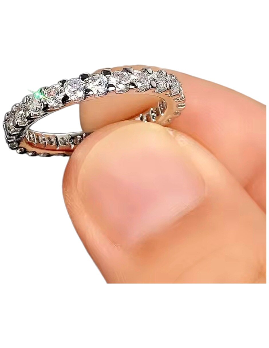 Anillo con gema de (si aplica) Redondo No aplica Sin kilataje de Acero inoxidable Circonita Brillante 4