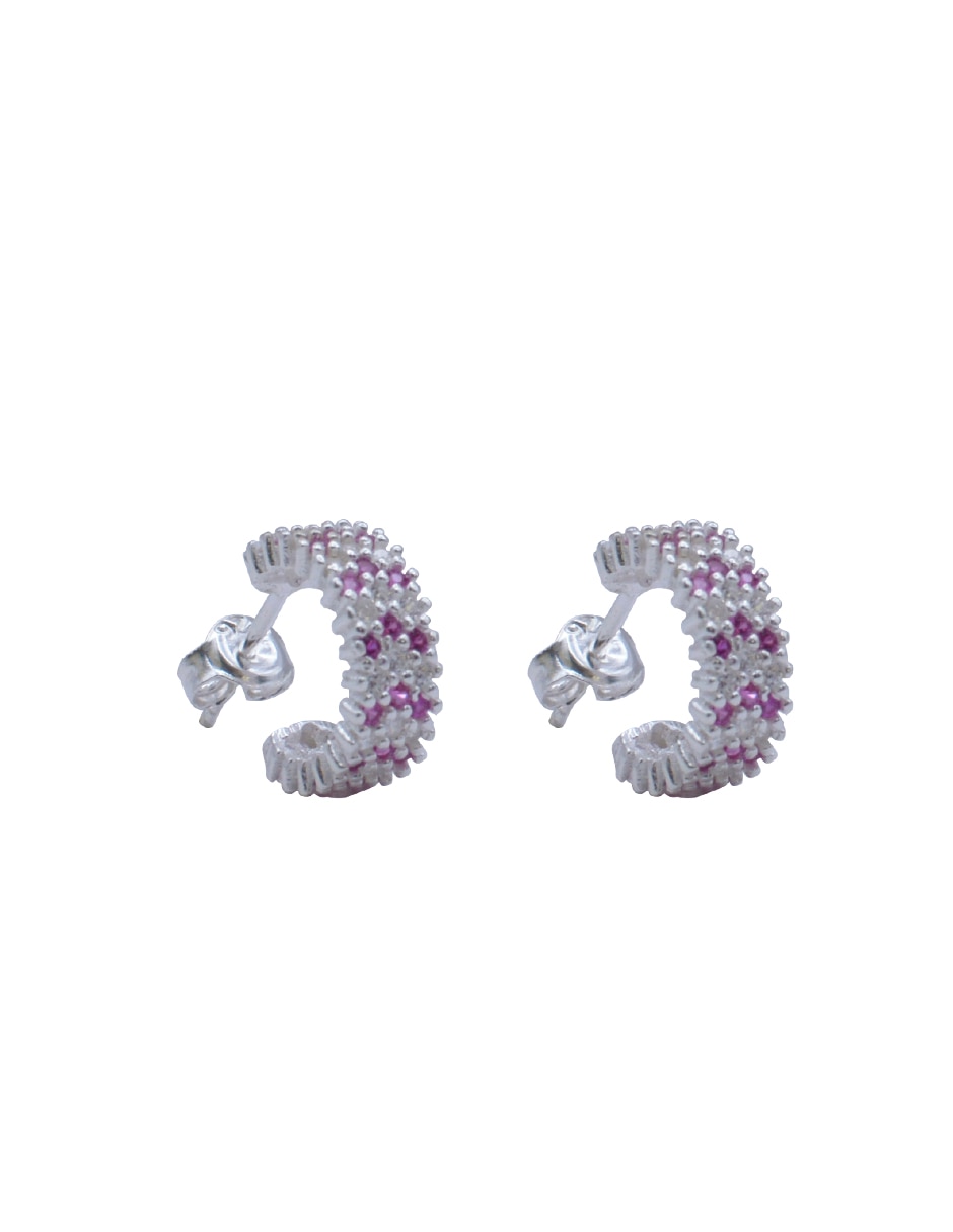 Arracadas de plata p 950 con acabado plateado zirconia