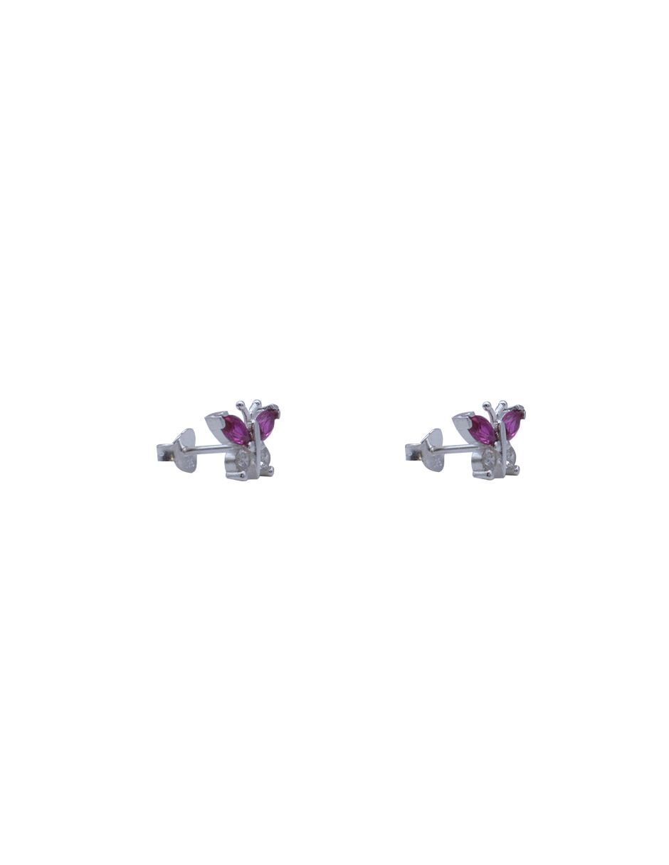 Arete de plata p 950 con acabado plateado zirconia