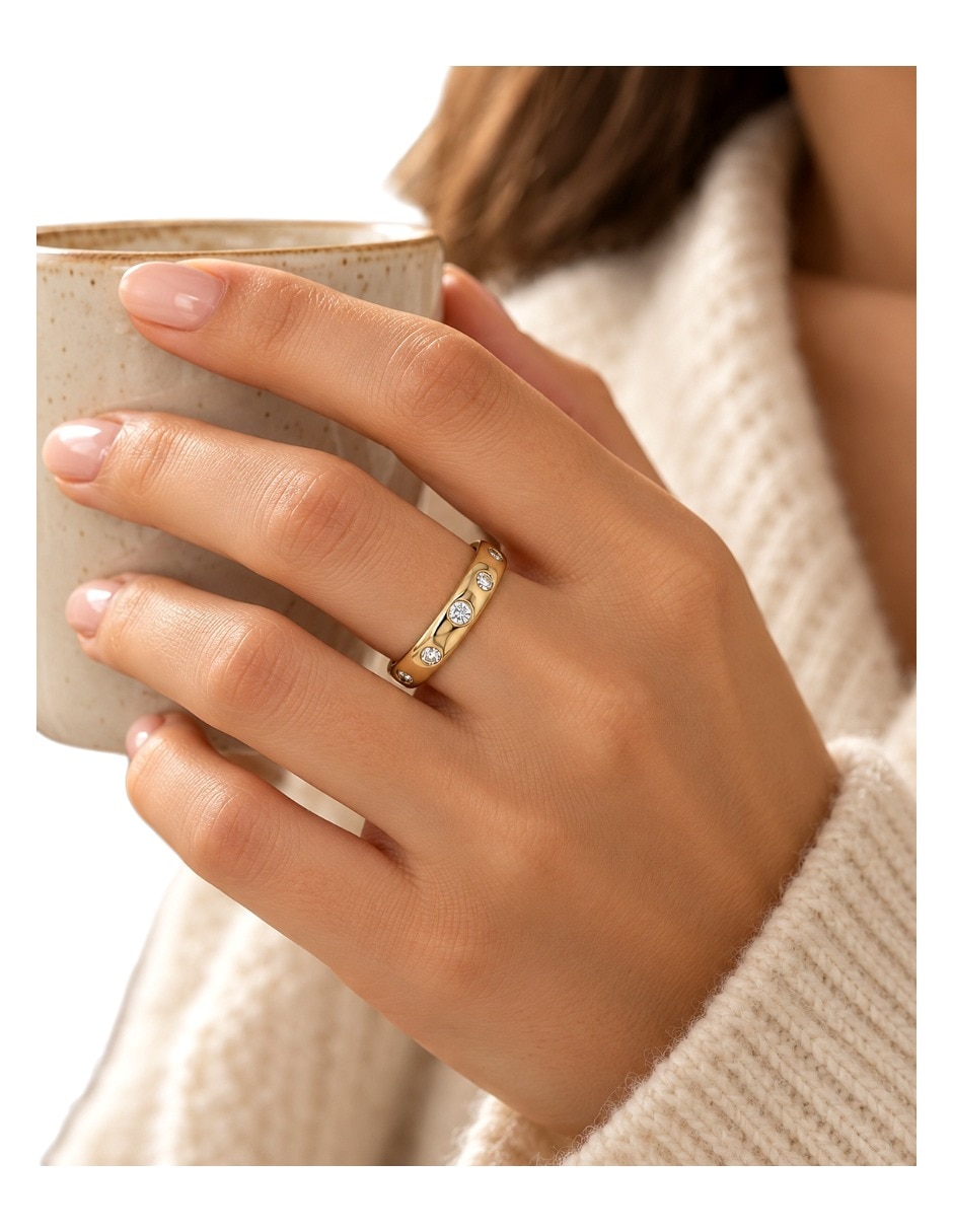 Anillo con gema de platino moissanita brillante 3