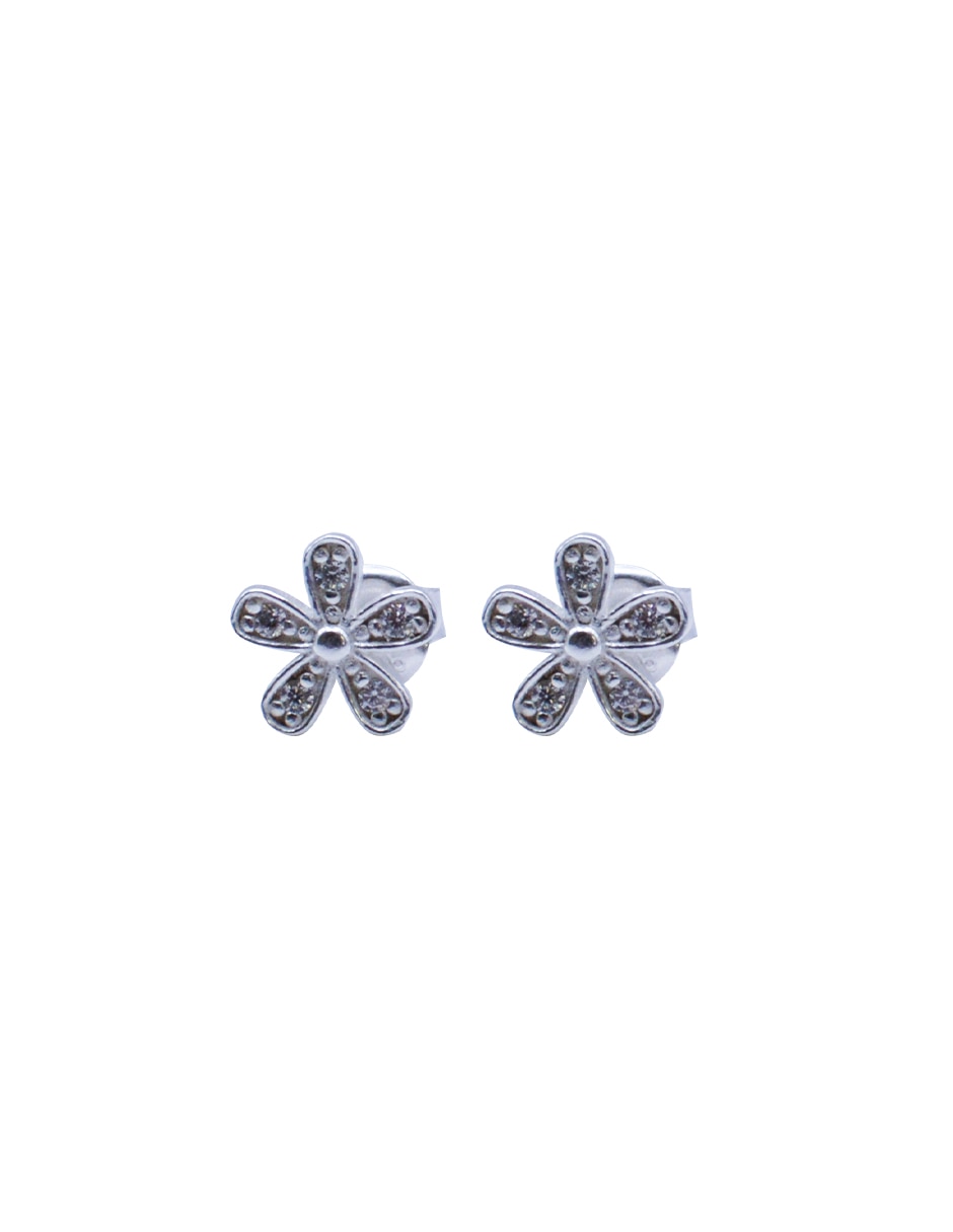 Arete de plata p 925 con acabado plateado zirconia