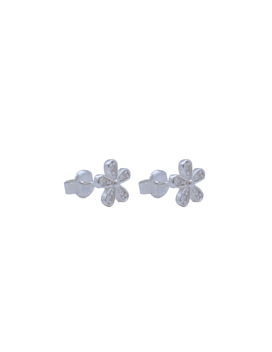 Arete de plata p 925 con acabado plateado zirconia