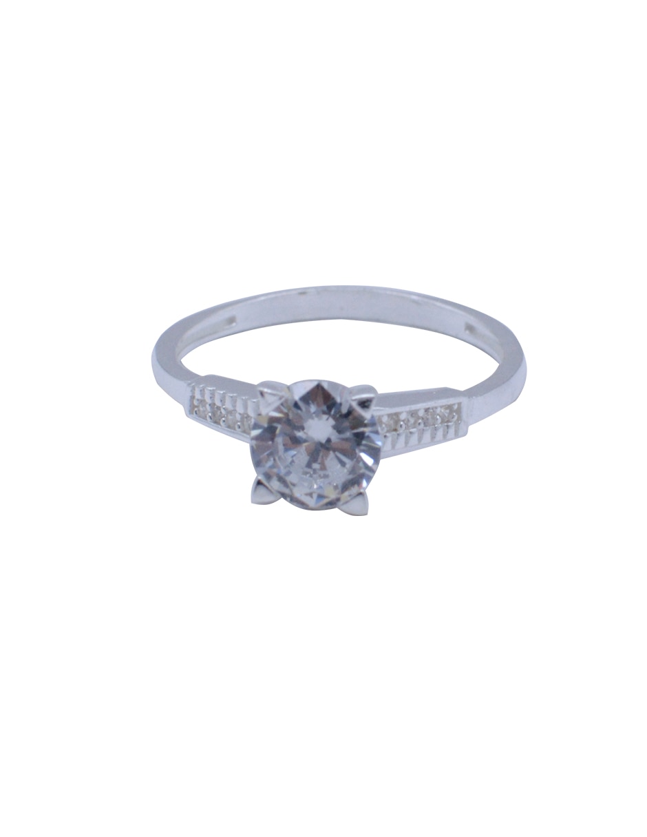 Anillo con gema p 925 de plata zirconia plateado