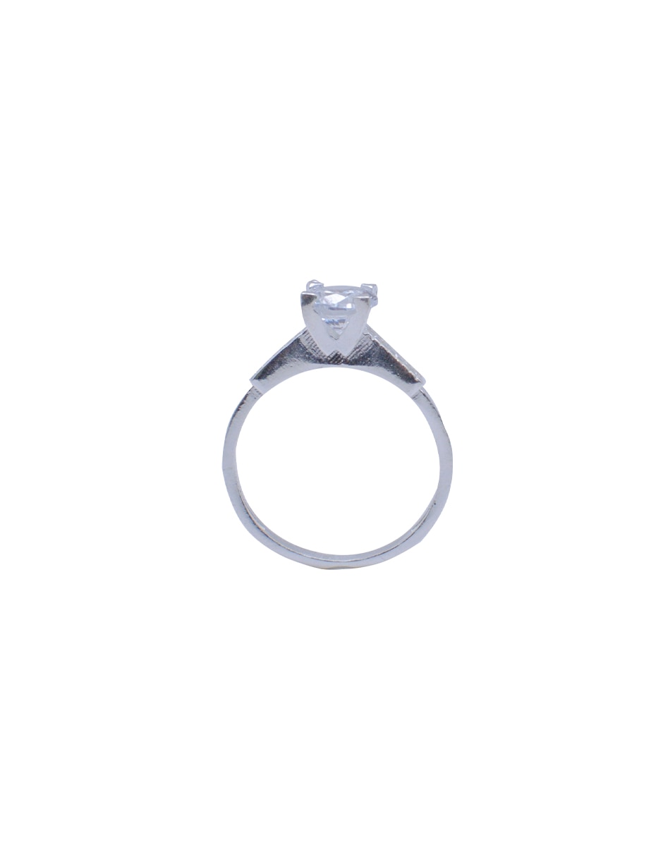 Anillo con gema p 925 de plata zirconia plateado