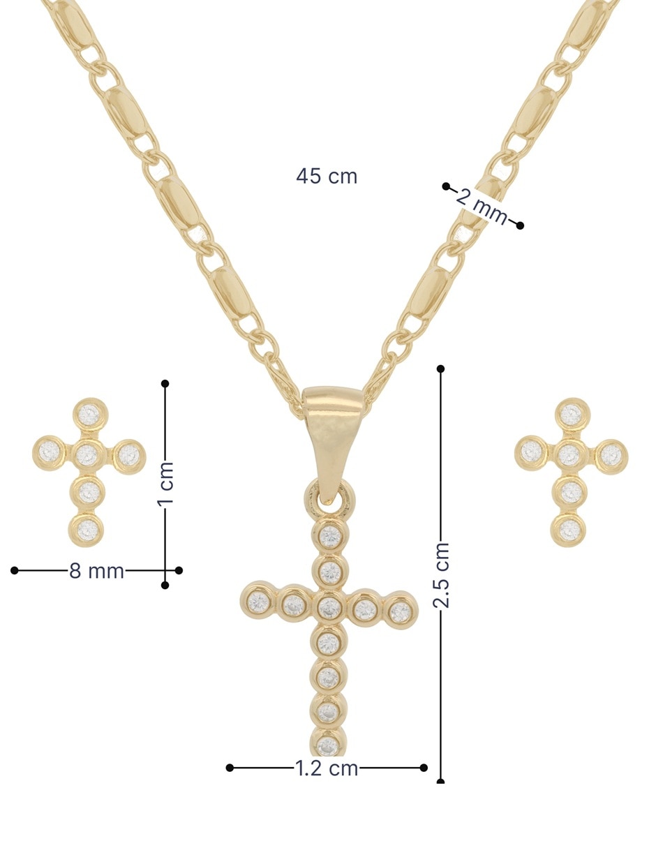 Aretes y collar de (si aplica) Cruz Sin Familia No aplica de Latón 18 k Zirconia 8