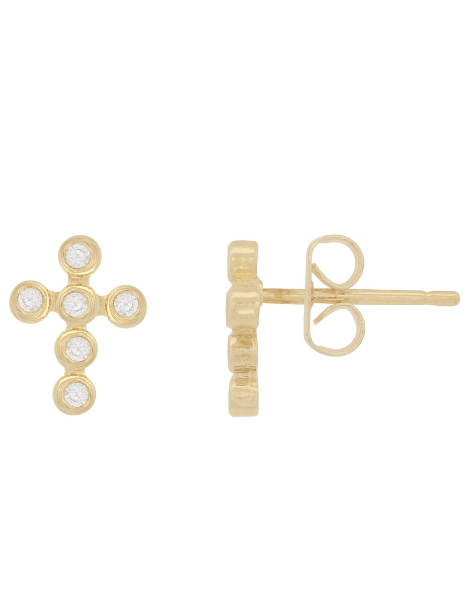 Aretes y collar de (si aplica) Cruz Sin Familia No aplica de Latón 18 k Zirconia 5