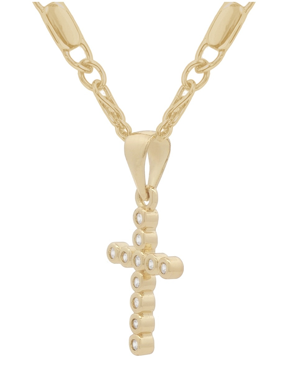 Aretes y collar de (si aplica) Cruz Sin Familia No aplica de Latón 18 k Zirconia 6