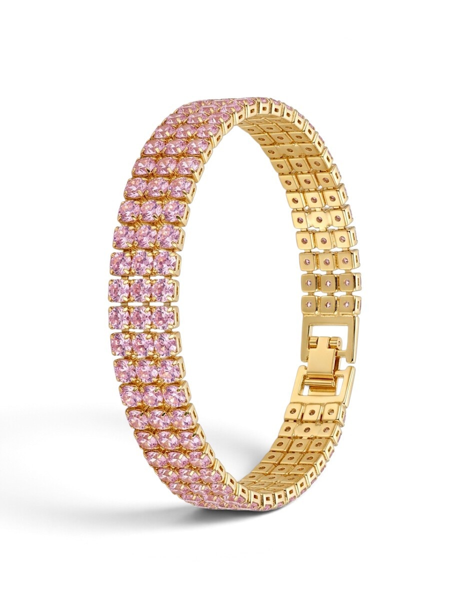 Pulsera de oro laminado con zirconia 18 k