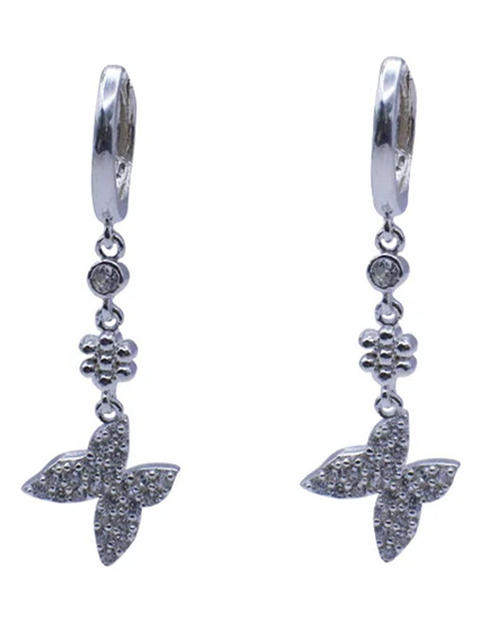 Huggies de (si aplica) No aplica Aretes de Plata P 950 con acabado Plateado Zirconia