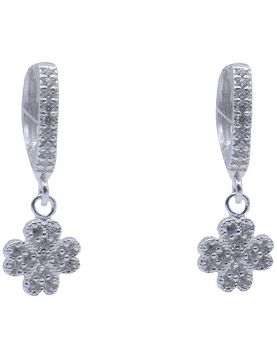 Huggies de (si aplica) No aplica Aretes de Plata Sin kilataje con acabado Plateado Zirconia