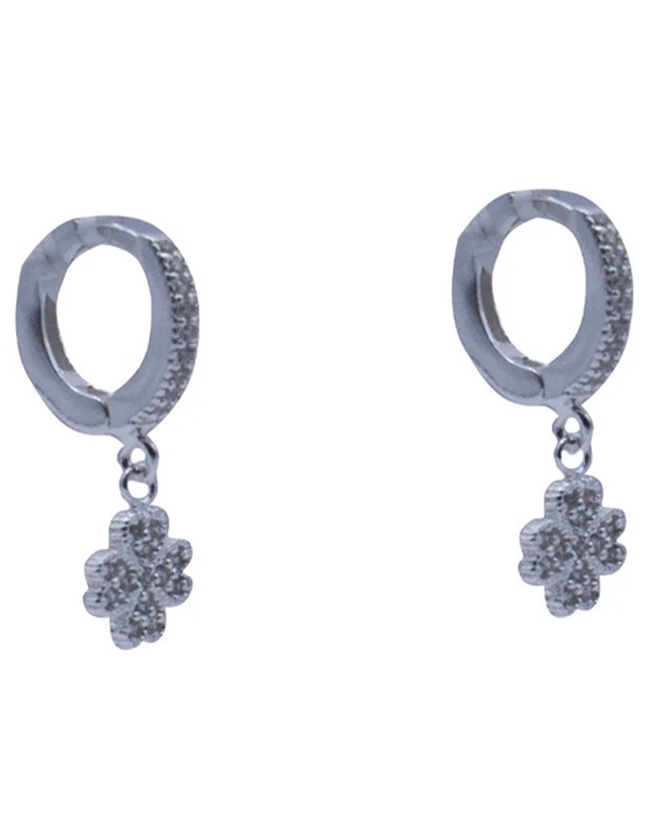 Huggies de (si aplica) No aplica Aretes de Plata Sin kilataje con acabado Plateado Zirconia