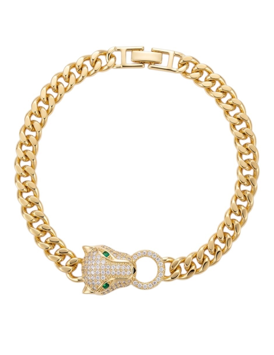 Pulsera de Oro laminado con Zirconia 18 K Sin familia o colección acabado