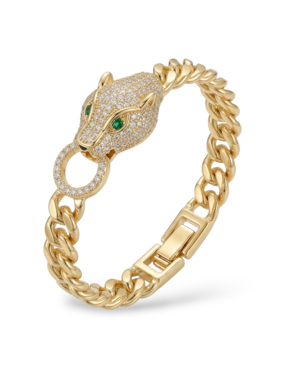 Pulsera de Oro laminado con Zirconia 18 K Sin familia o colección acabado