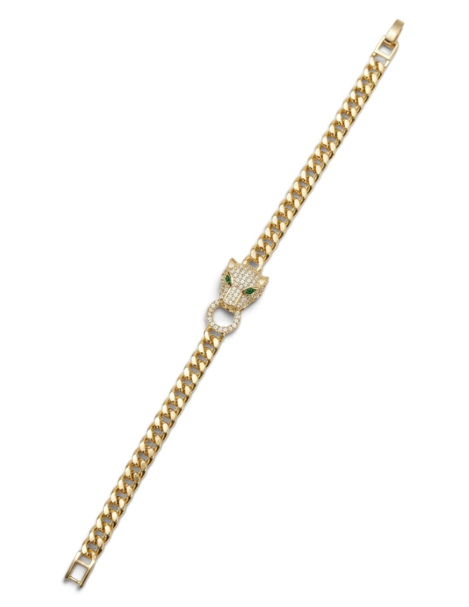 Pulsera de Oro laminado con Zirconia 18 K Sin familia o colección acabado