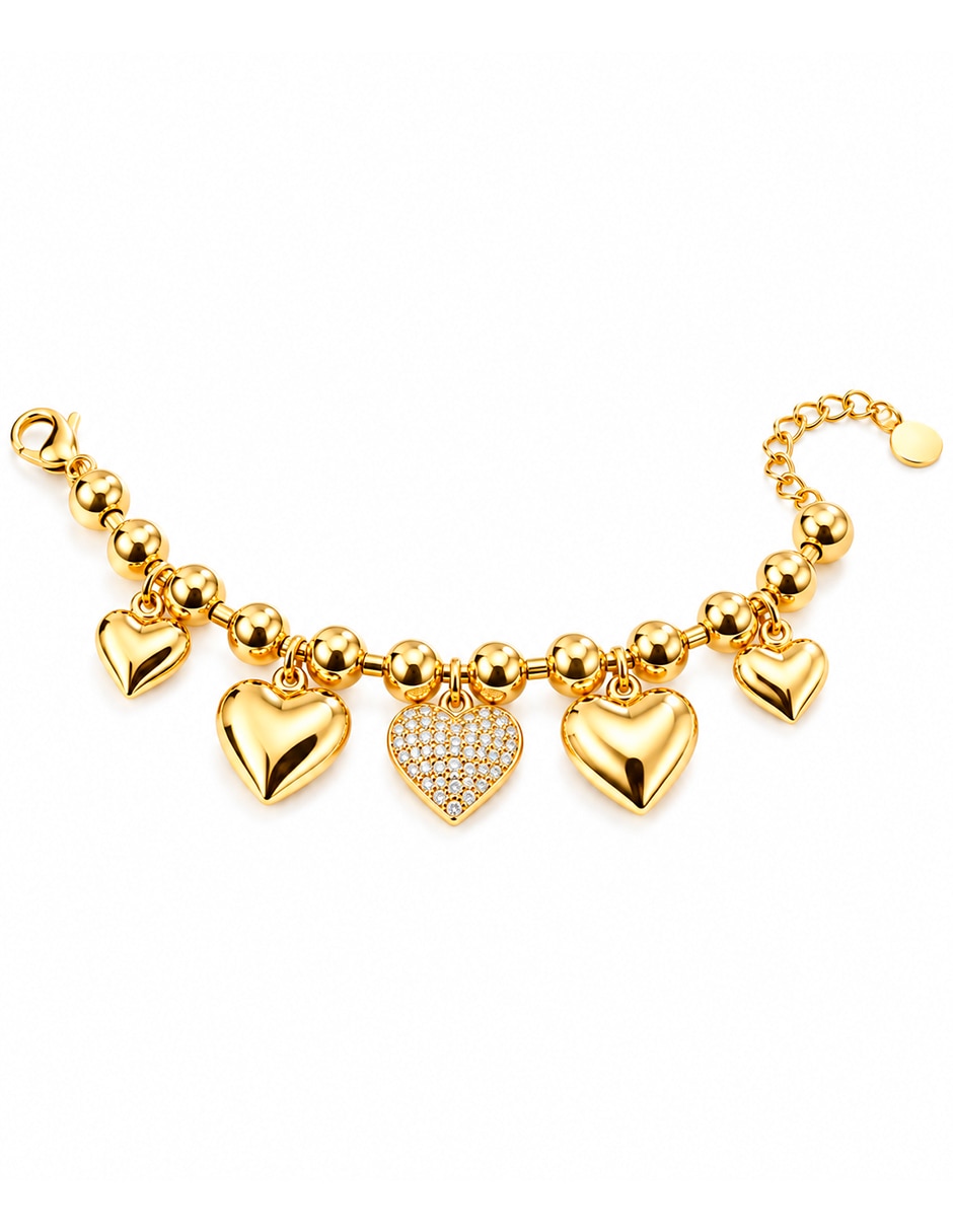 Pulsera y charms de Acero inoxidable con Zirconia 10 K acabado