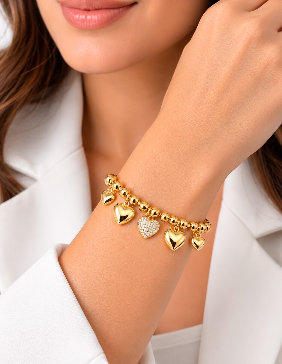 Pulsera y charms de Acero inoxidable con Zirconia 10 K acabado 4