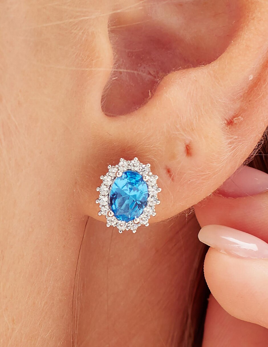 Broqueles de (si aplica) No aplica Fancy Freedom Blue de Plata Sin kilataje con acabado Brillante Circonita 3