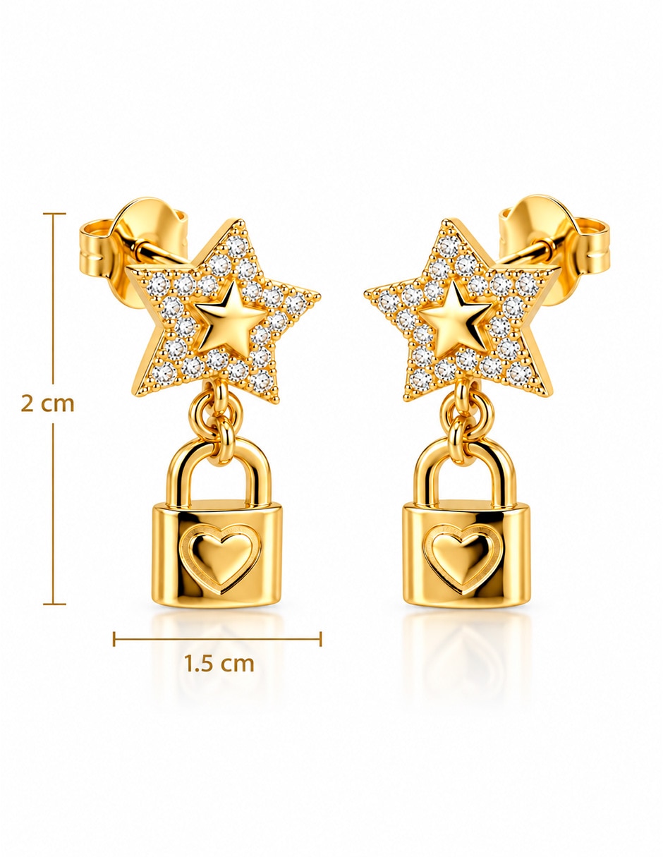Set de aretes de acero inoxidable con acabado brillante circonita 4