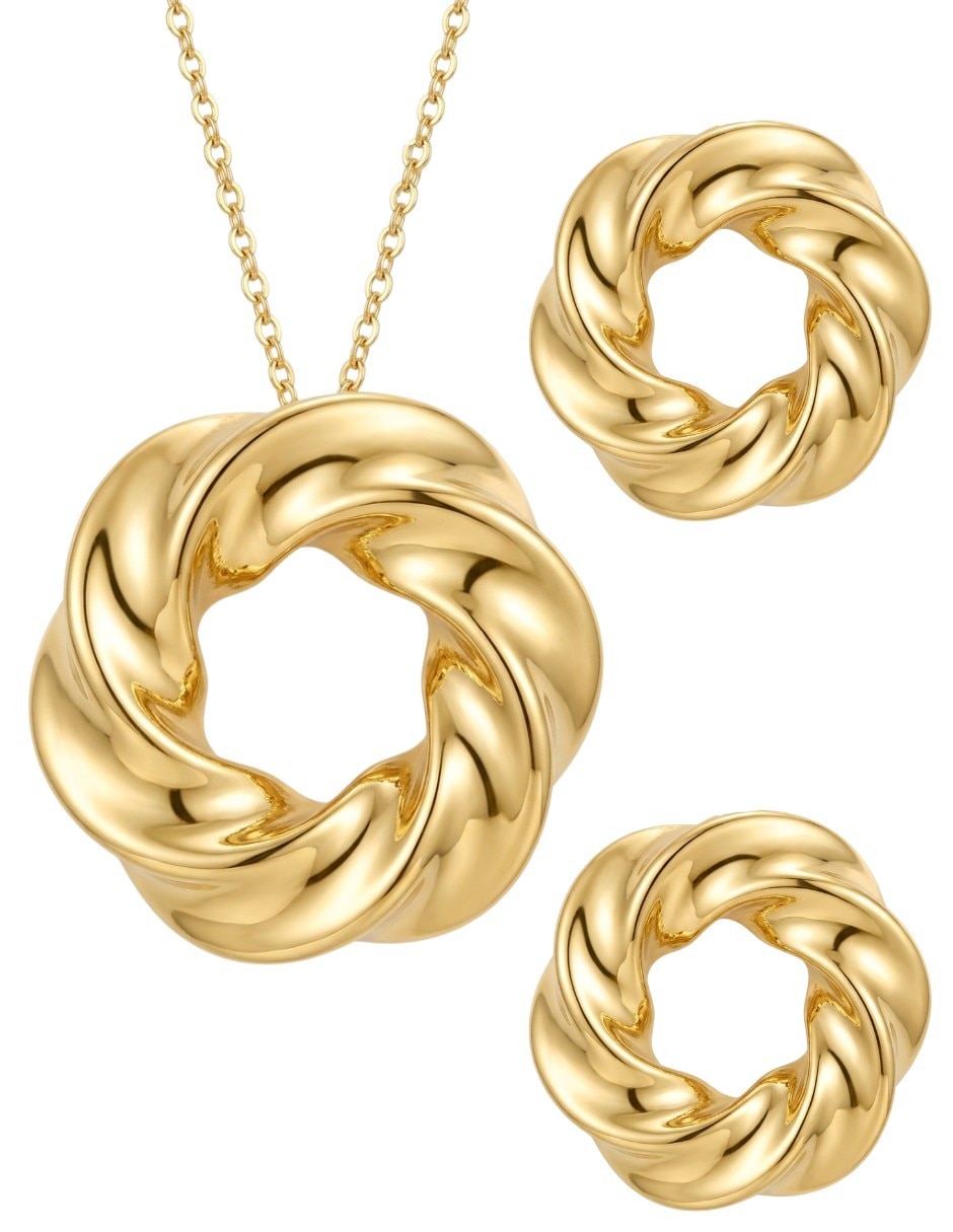 Aretes y collar de oro laminado 18 k