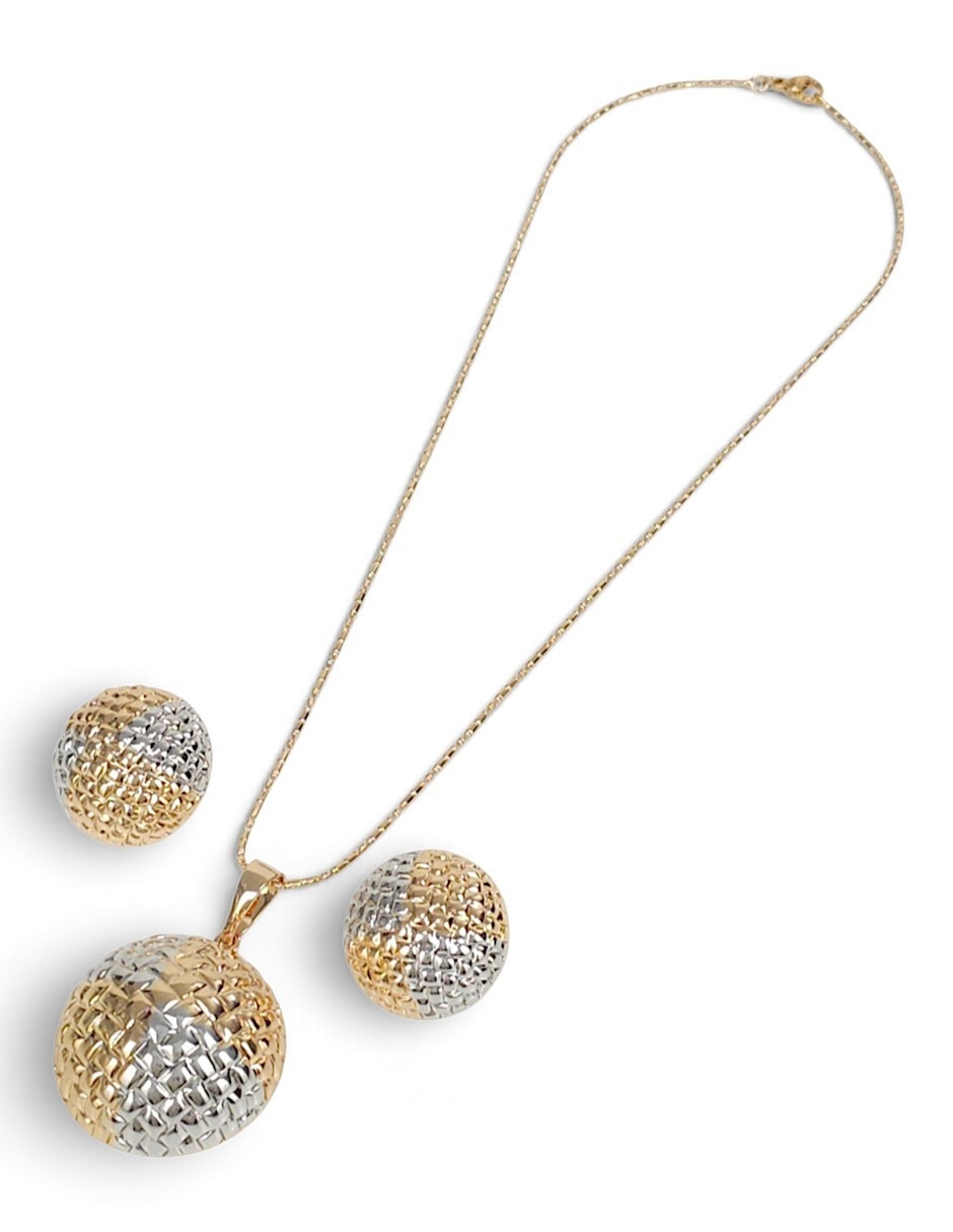 Aretes y collar de oro laminado 18 k