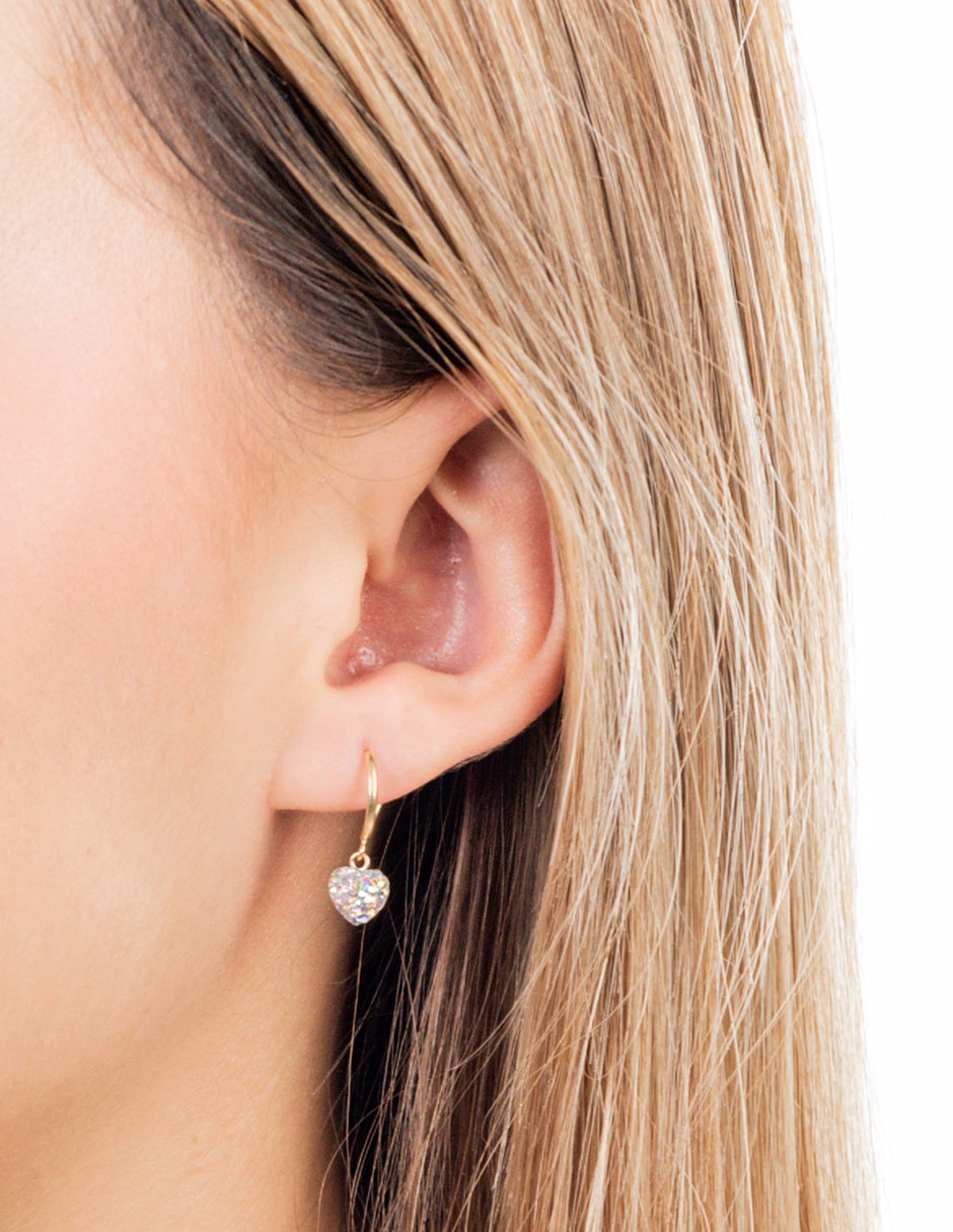 Arracadas de oro 10 k con acabado brillante zirconia 3