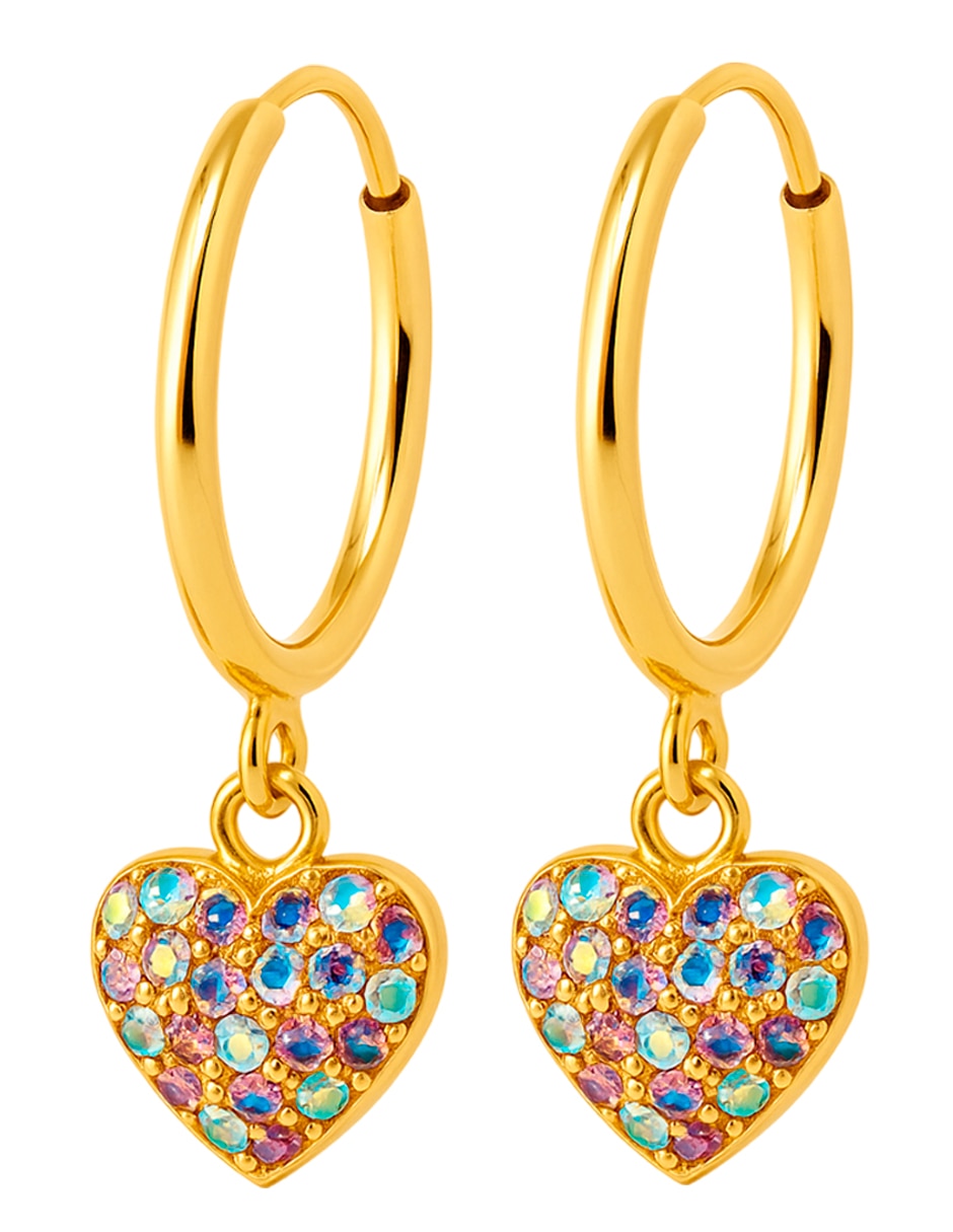 Arracadas de oro 14 k con acabado brillante zirconia