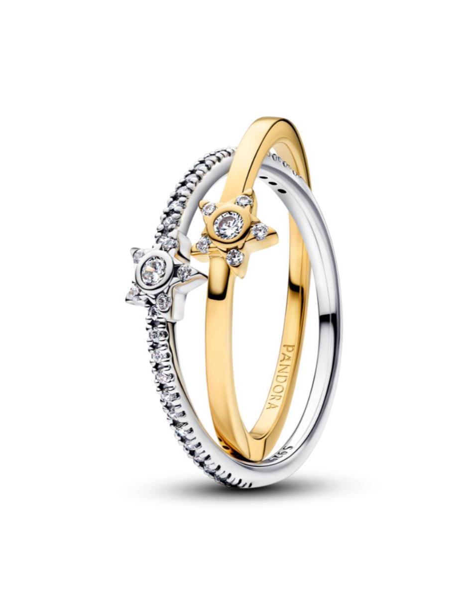 Anillo timeless p 925 de plata zirconia cúbica baño de oro