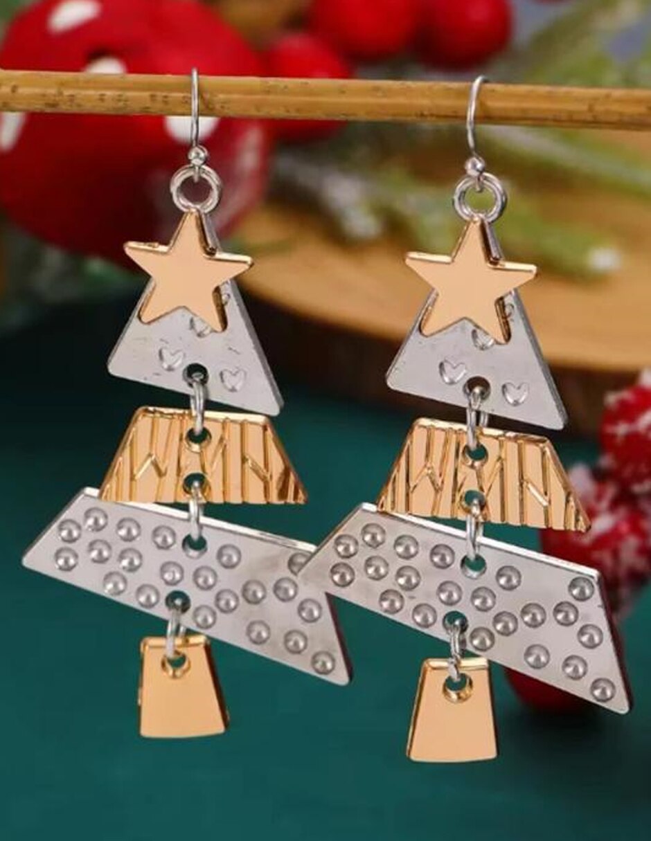 Aretes largos de navidad de metal 4