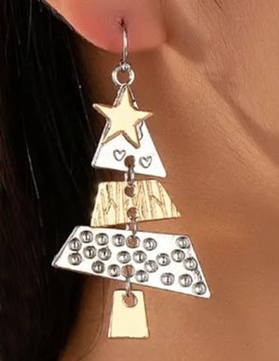 Aretes largos de navidad de metal 5