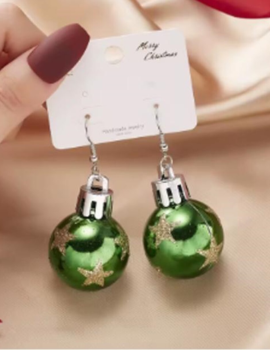 Aretes largos navidad de aleación metálica aguamarina 2