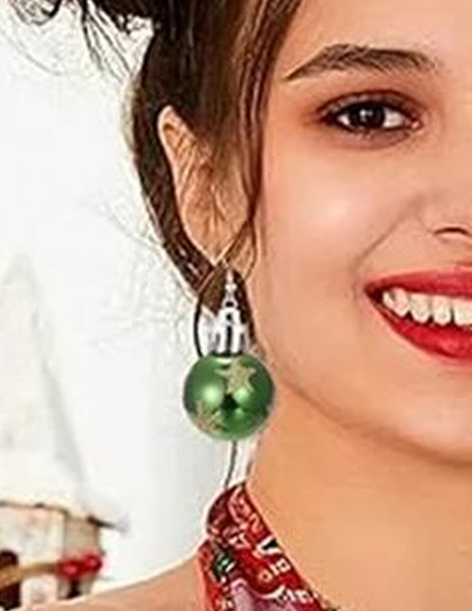 Aretes largos navidad de aleación metálica aguamarina 4