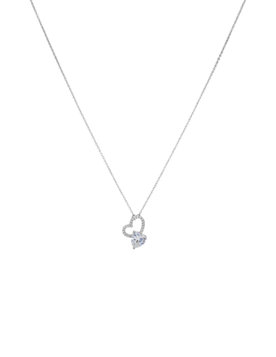 Aretes y collar de corazón de acero inoxidable zirconia 4