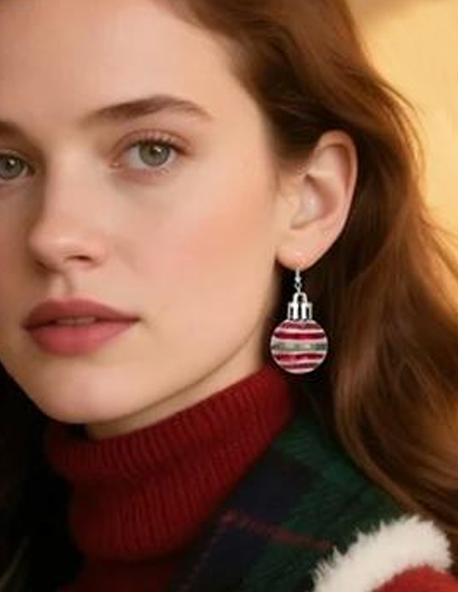 Aretes largos de navidad de aleación metálica amatista 2
