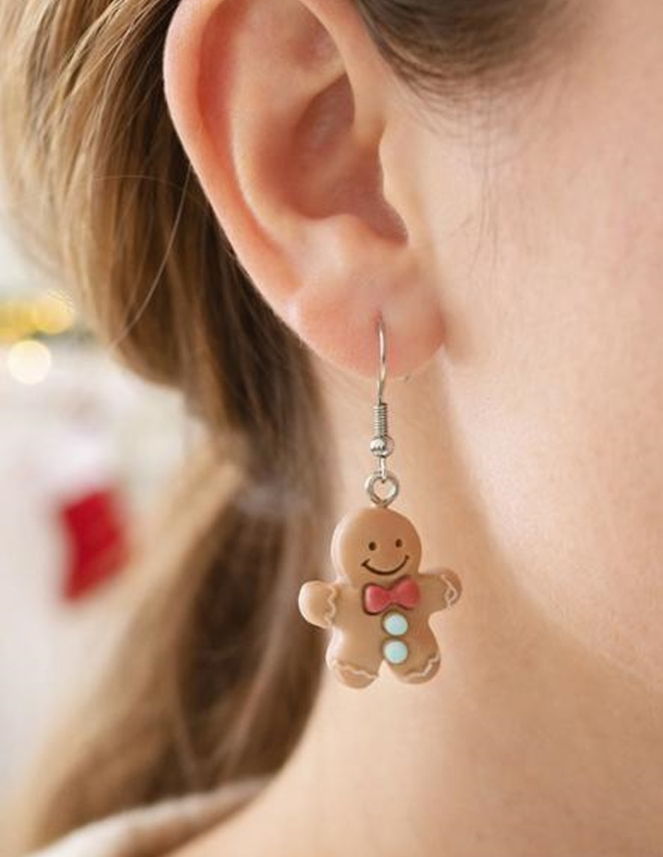 Aretes largos de navidad de aleación metálica 2