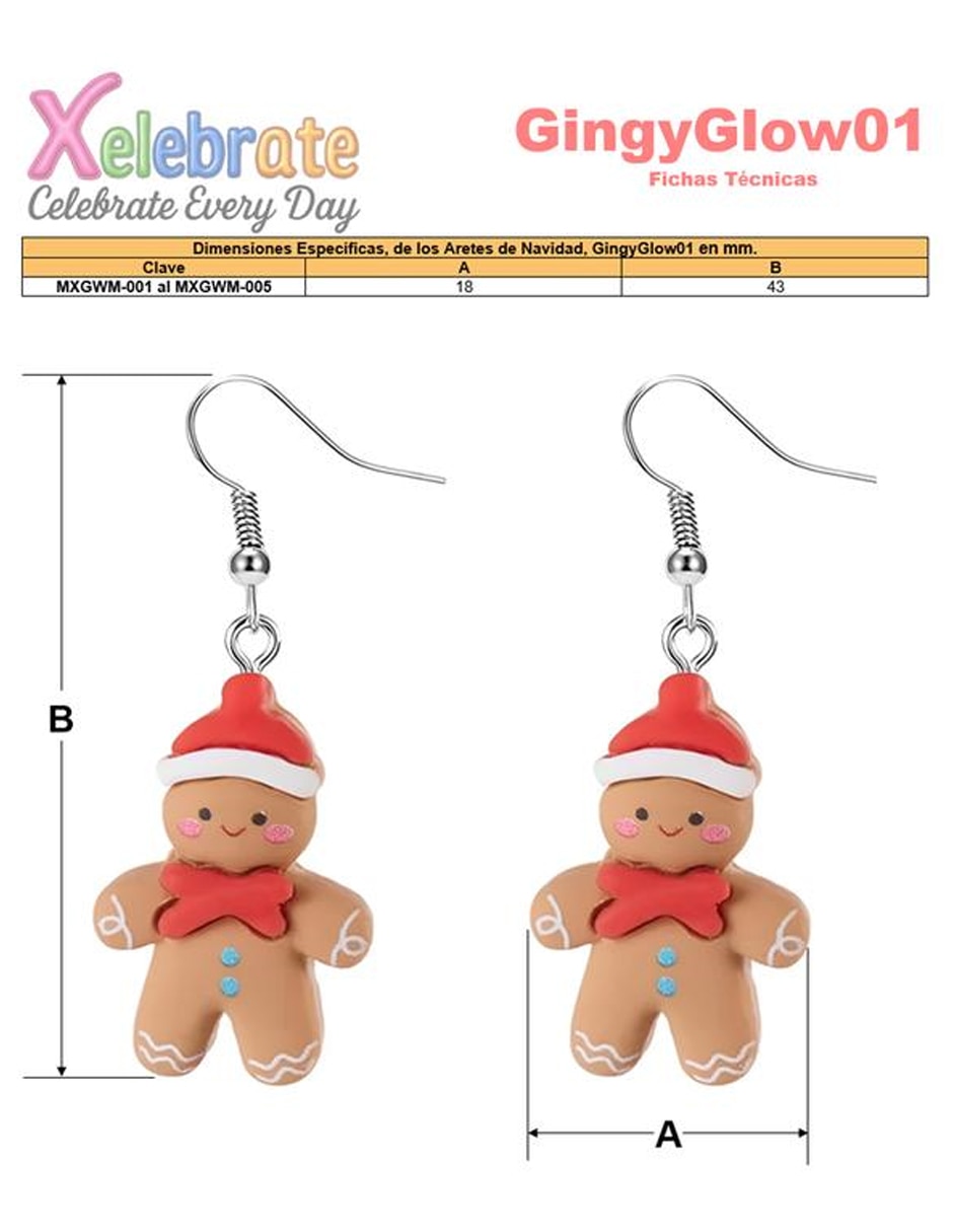Aretes largos de navidad de aleación metálica 6