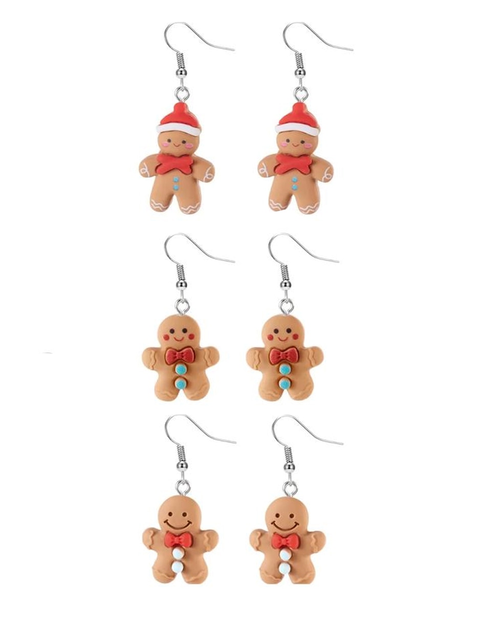 Aretes largos de navidad de aleación metálica 3