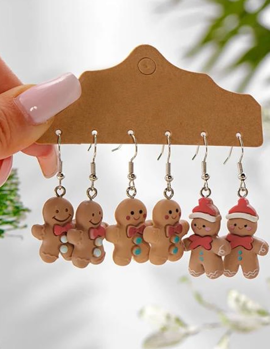 Aretes largos de navidad de aleación metálica 5