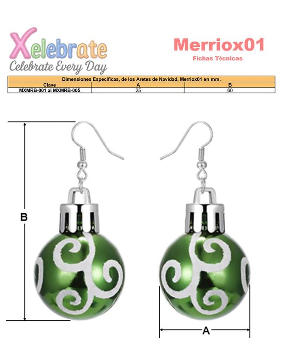 Aretes largos de navidad de aleación metálica 6