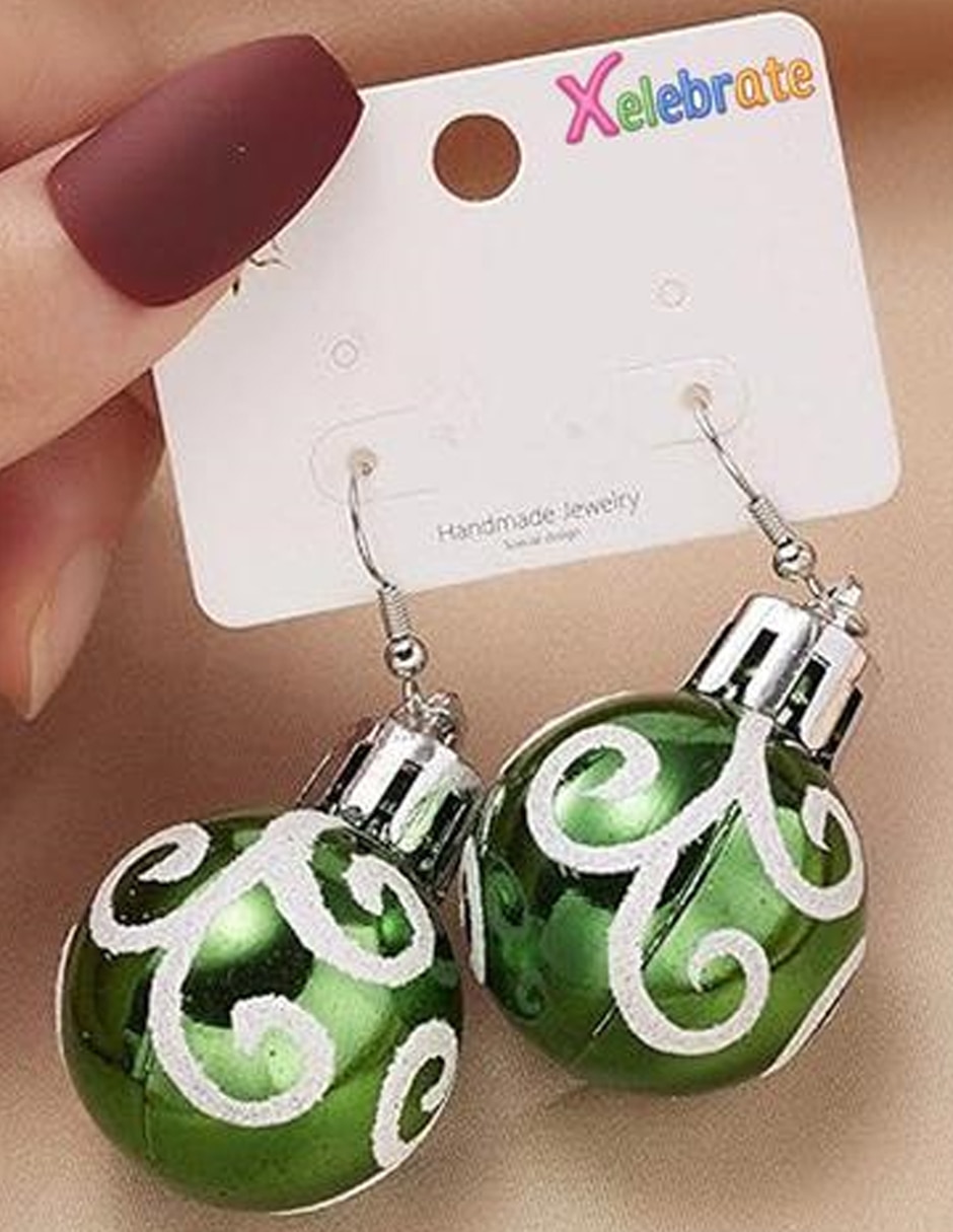 Aretes largos de navidad de aleación metálica 4