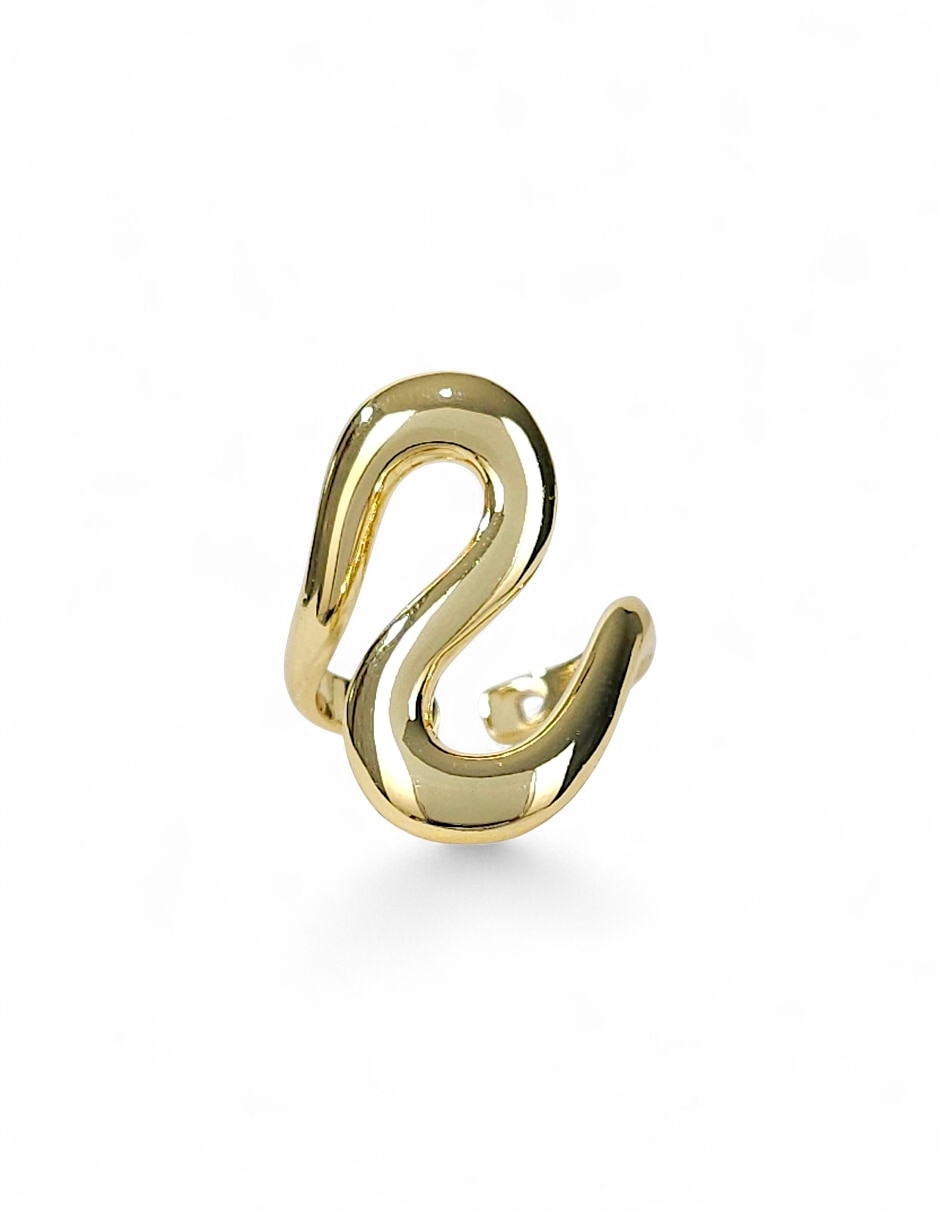 Anillo curvo 18 k de oro laminado pulido
