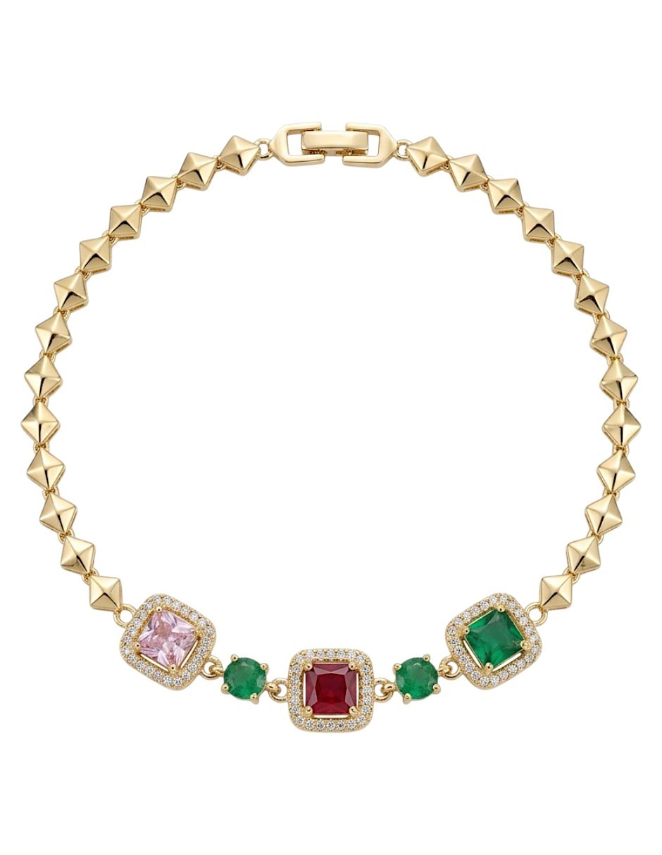 Pulsera de oro laminado con zirconia 18 k