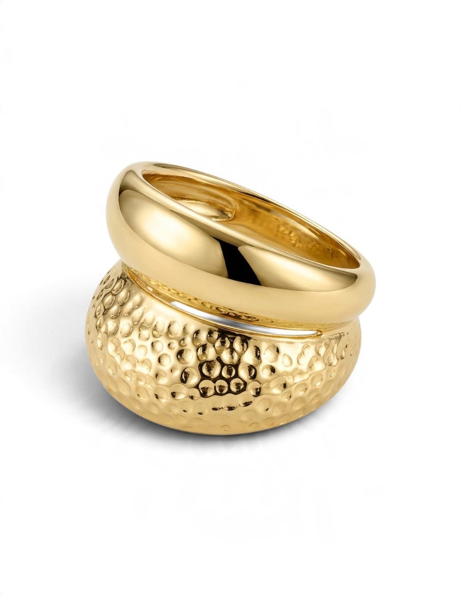 Anillo de dona 18 k de oro laminado martillado