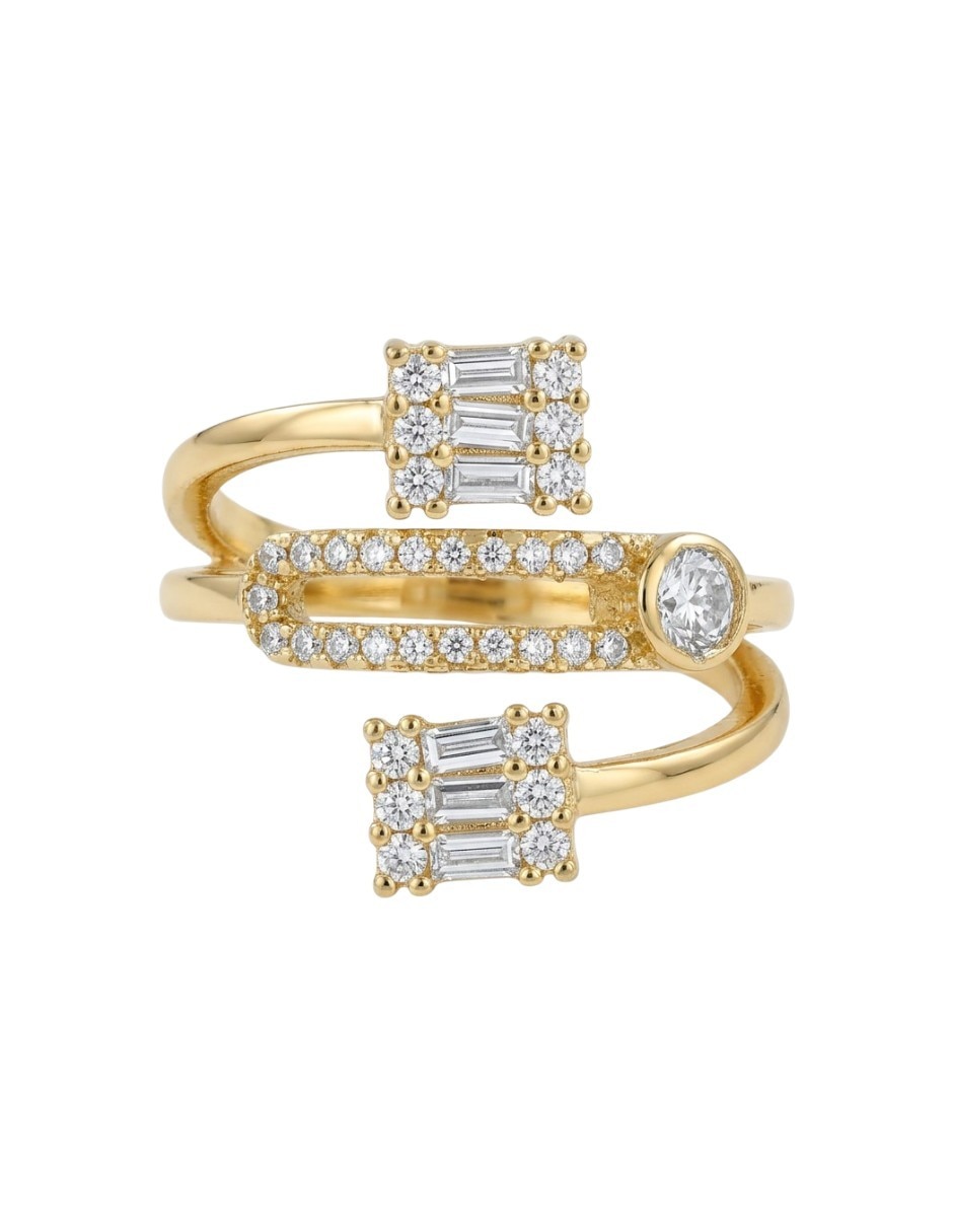 Anillo 18 k de oro laminado zirconia pavé