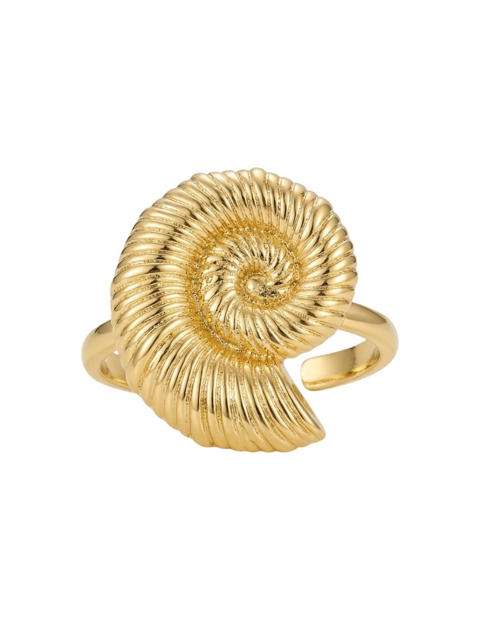Anillo de caracol 18 k de oro laminado pulido