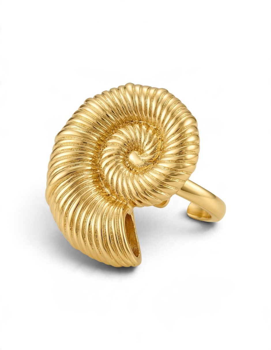Anillo de caracol 18 k de oro laminado pulido