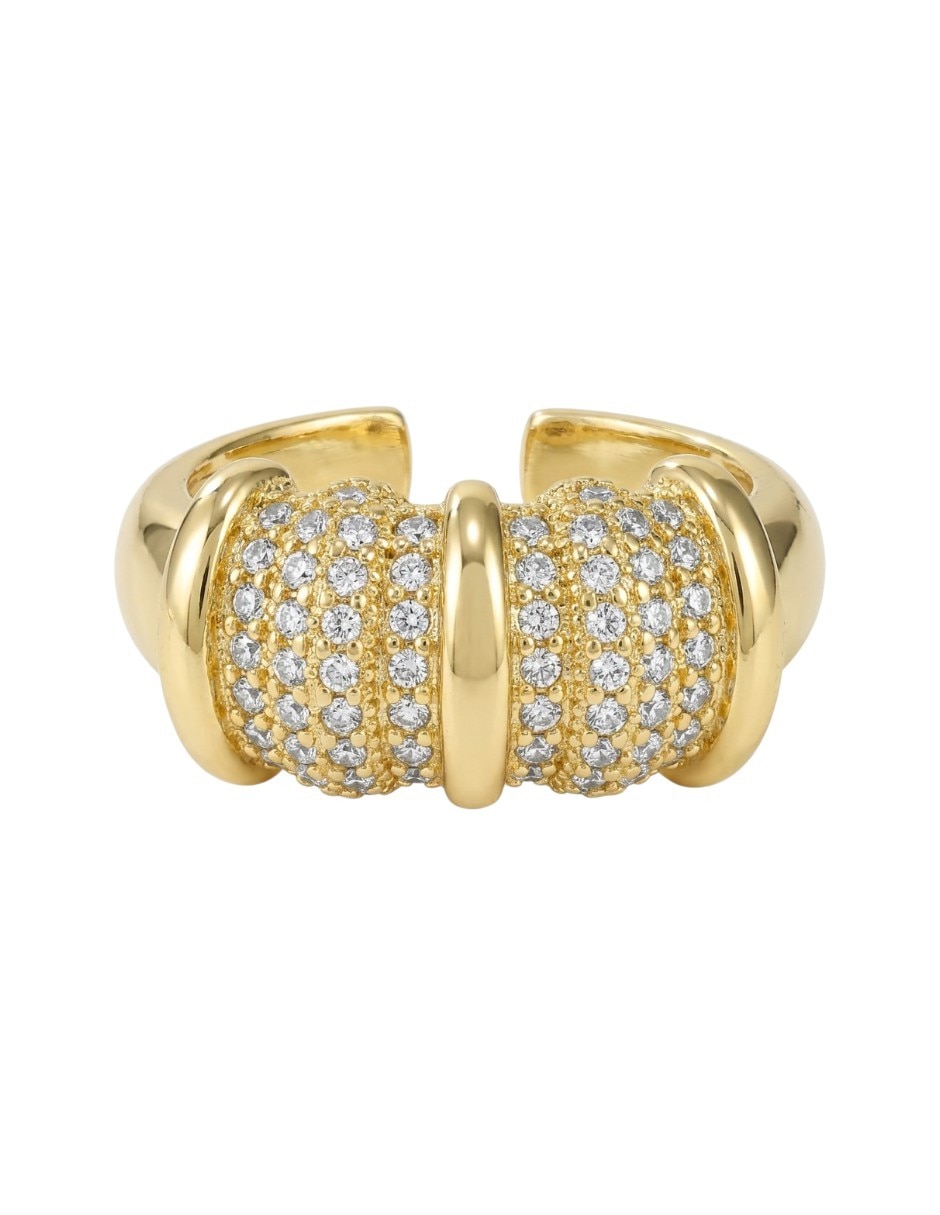 Anillo 18 k de oro laminado zirconia pavé