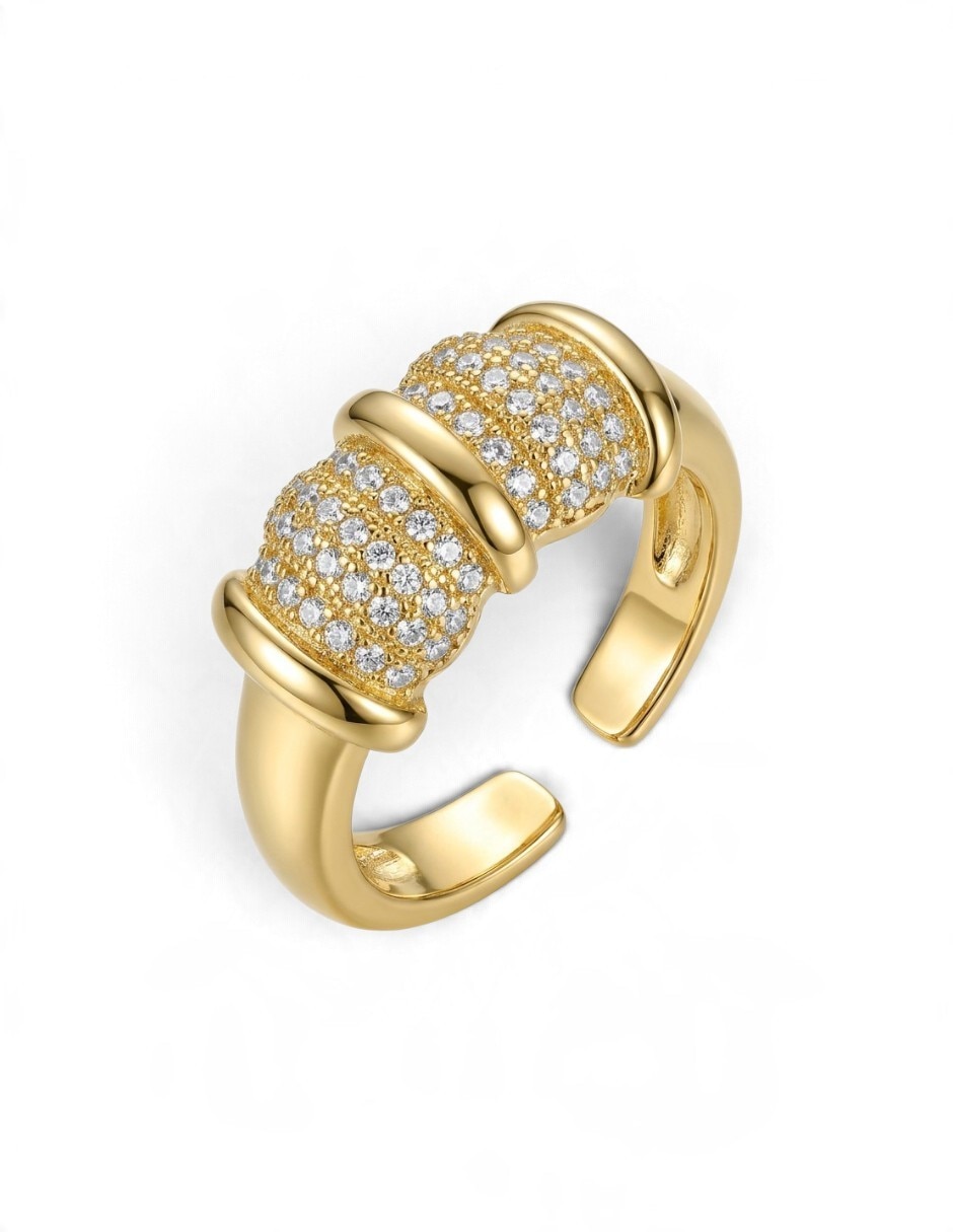 Anillo 18 k de oro laminado zirconia pavé