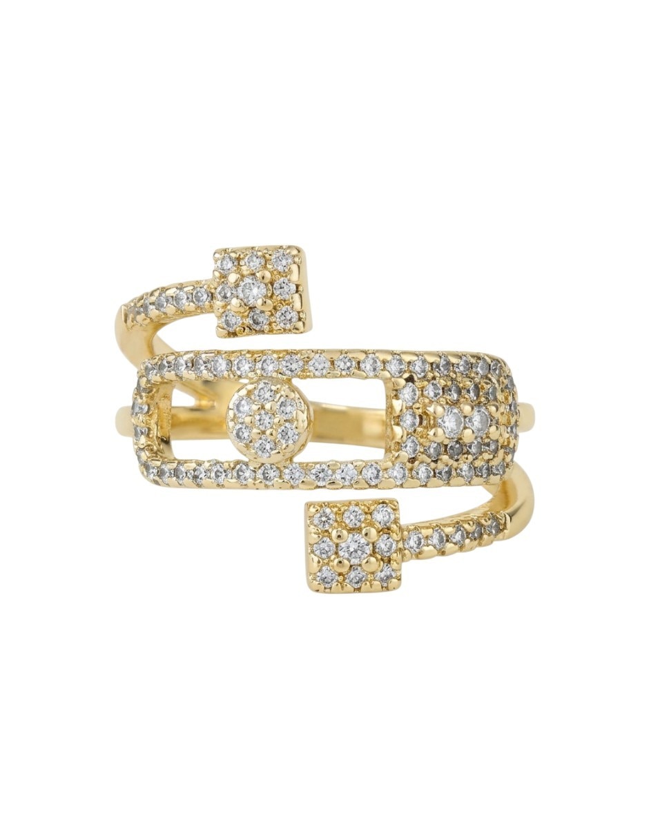 Anillo 18 k de oro laminado zirconia pavé